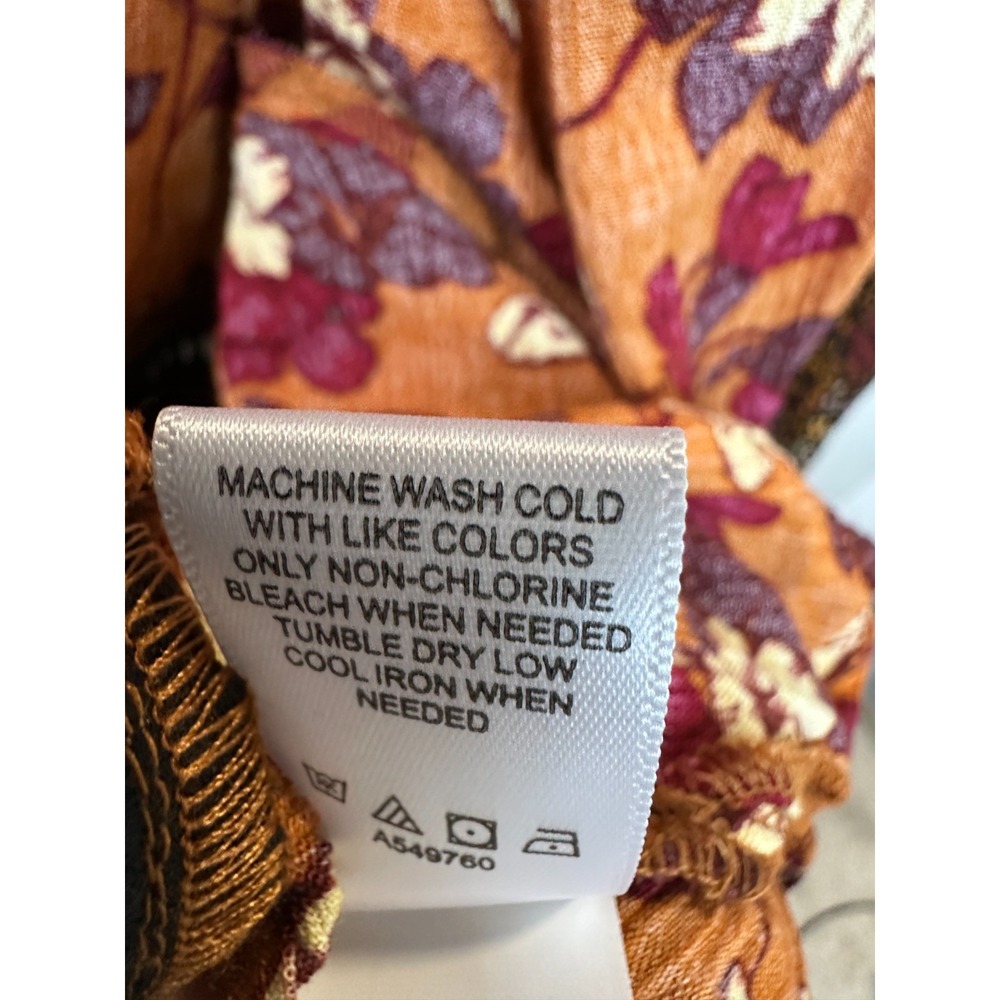 Logo by Lori Goldstein Printed Mixed Media Duster Cardigan Orange Floral Small - Picture 10 of 13
